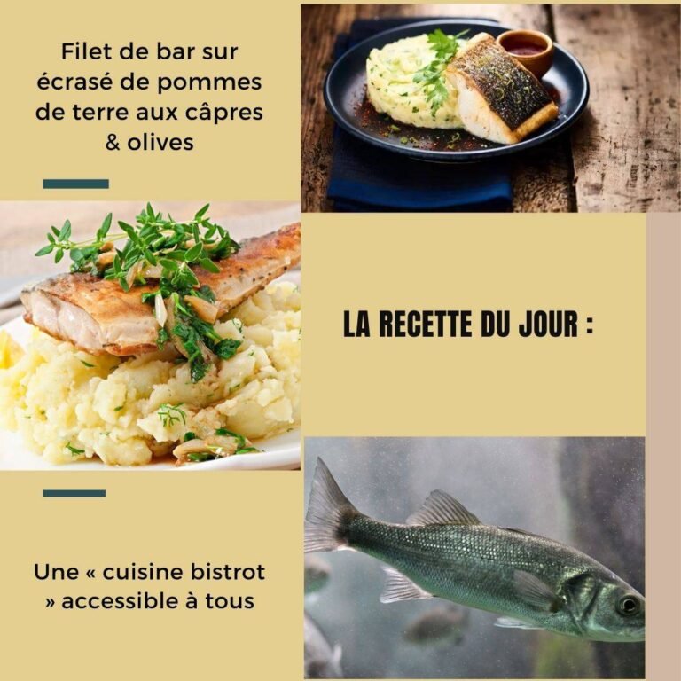 Filet de bar sur écrasé de pommes de terre aux câpres & olives