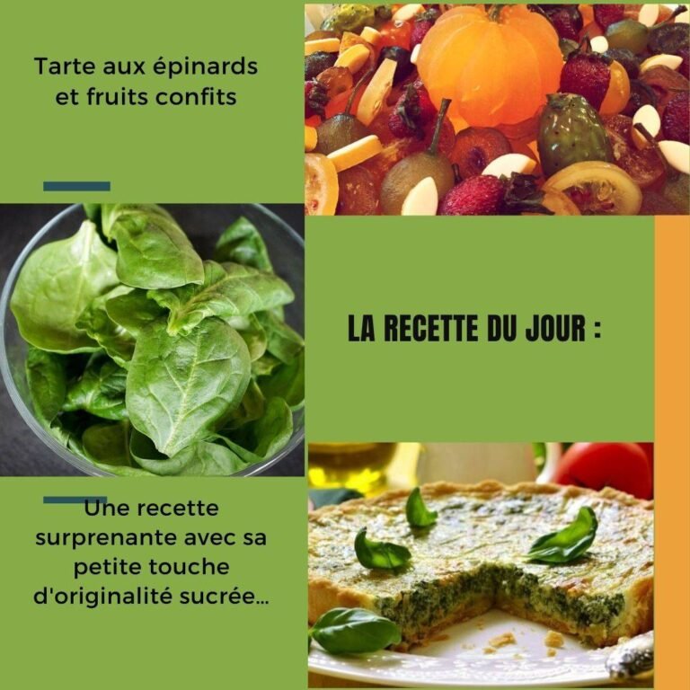 Tarte aux épinards et fruits confits