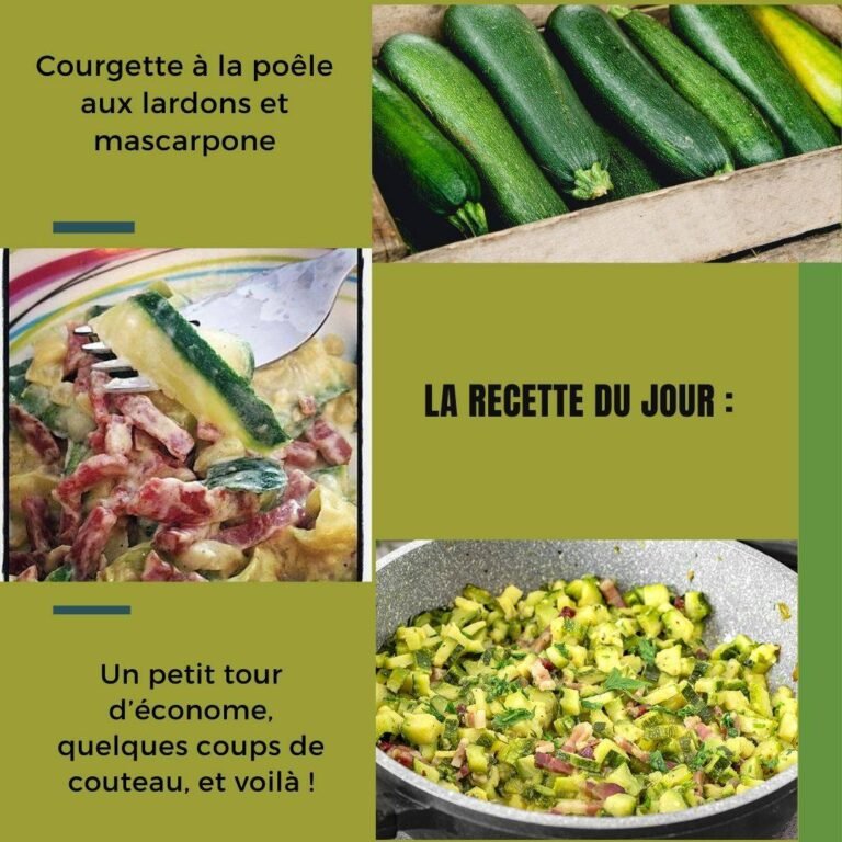 Courgette à la poêle aux lardons et mascarpone