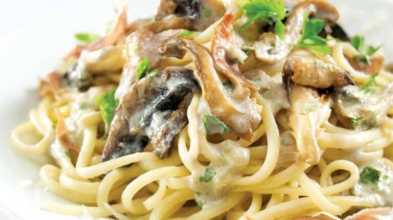 Linguines aux crevettes et champignons