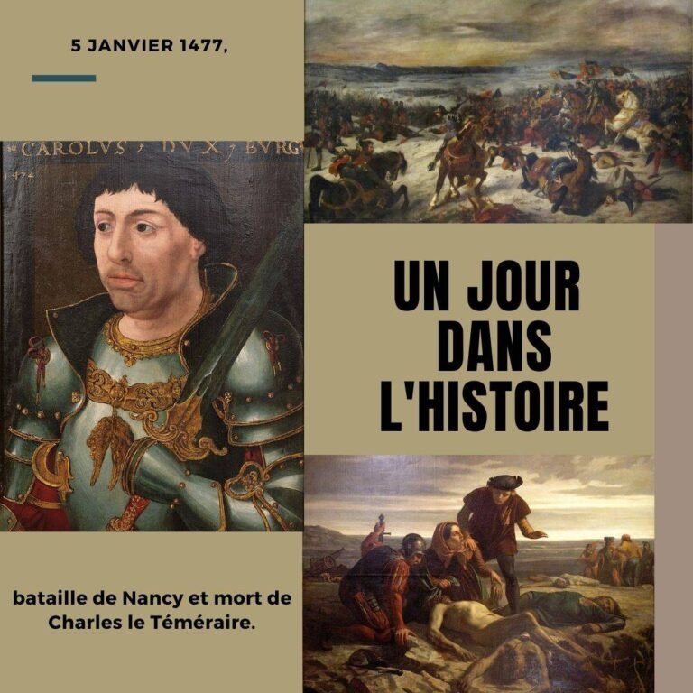 5 janvier 1477, bataille de Nancy et mort de Charles le Téméraire.