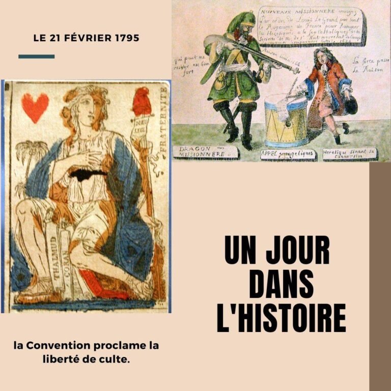 Le 21 février 1795, la Convention proclame la liberté de culte.