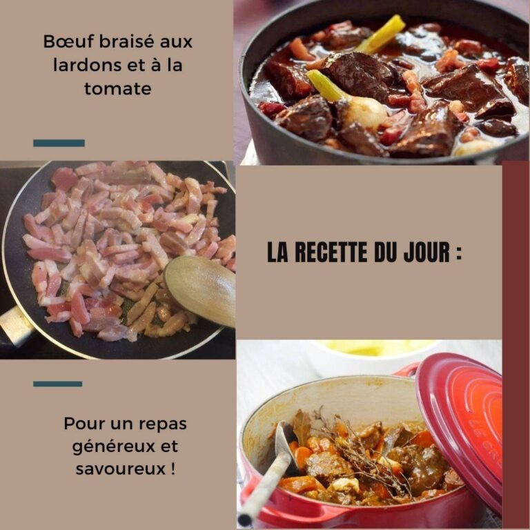 Bœuf braisé aux lardons et à la tomate